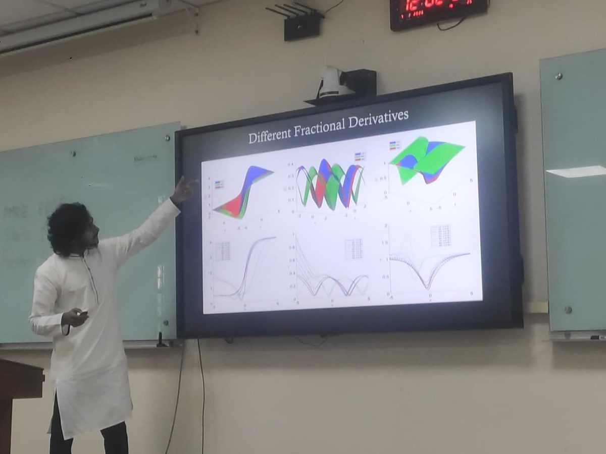 Presenting a slide comparing different fractional derivatives